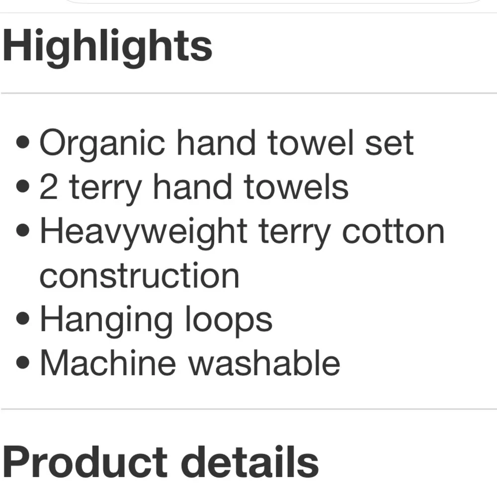 CASALUNA NWT 2pc organic cotton hand towels -white